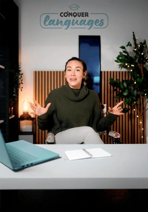 Profesora de Conquer Languages en clase, explicando con un enfoque cercano y dinámico