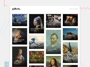 Screenshot: Art gallery showcase